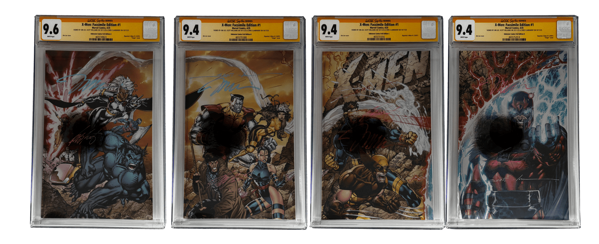 [TRIPLE SIGNED CGC YELLOW LABEL 4 PACK FOIL] X - Men 1991 1 Facsimile Jim Lee | Claremont | Williams Cover Var [Set 1] - DelsBricks Toys & CollectiblesComic BookDelsBricks Toys & CollectiblesUnknown Comic Books