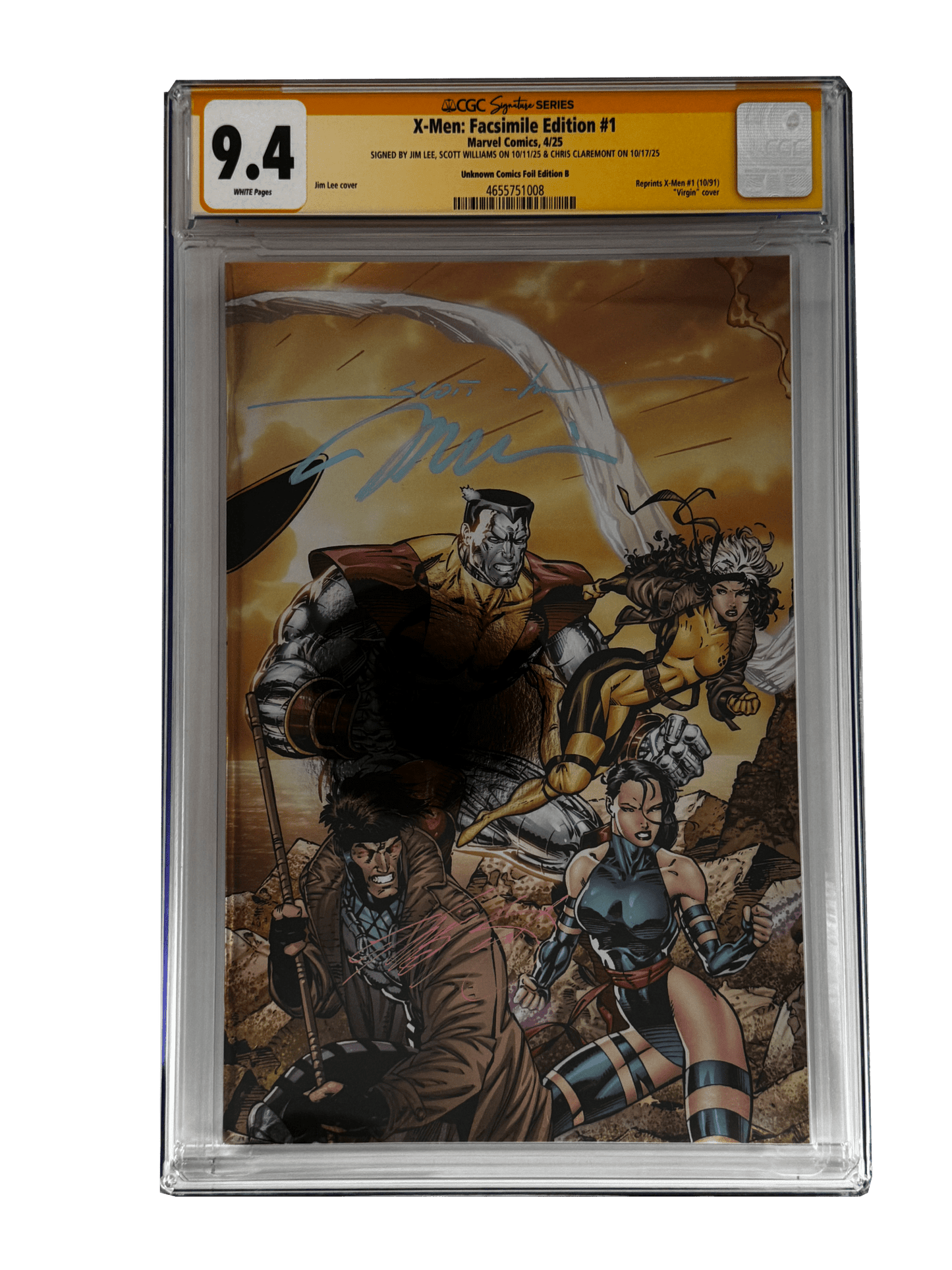 [TRIPLE SIGNED CGC YELLOW LABEL 4 PACK FOIL] X - Men 1991 1 Facsimile Jim Lee | Claremont | Williams Cover Var [Set 1] - DelsBricks Toys & CollectiblesComic BookDelsBricks Toys & CollectiblesUnknown Comic Books
