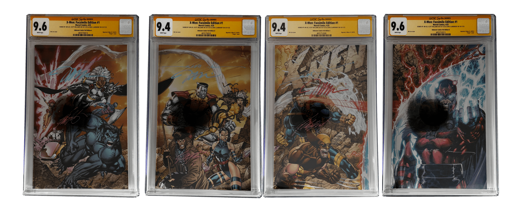 [TRIPLE SIGNED CGC YELLOW LABEL 4 PACK FOIL] X - Men 1991 1 Facsimile Jim Lee | Claremont | Williams Cover Var [Set 2] - DelsBricks Toys & CollectiblesComic BookDelsBricks Toys & CollectiblesUnknown Comic Books