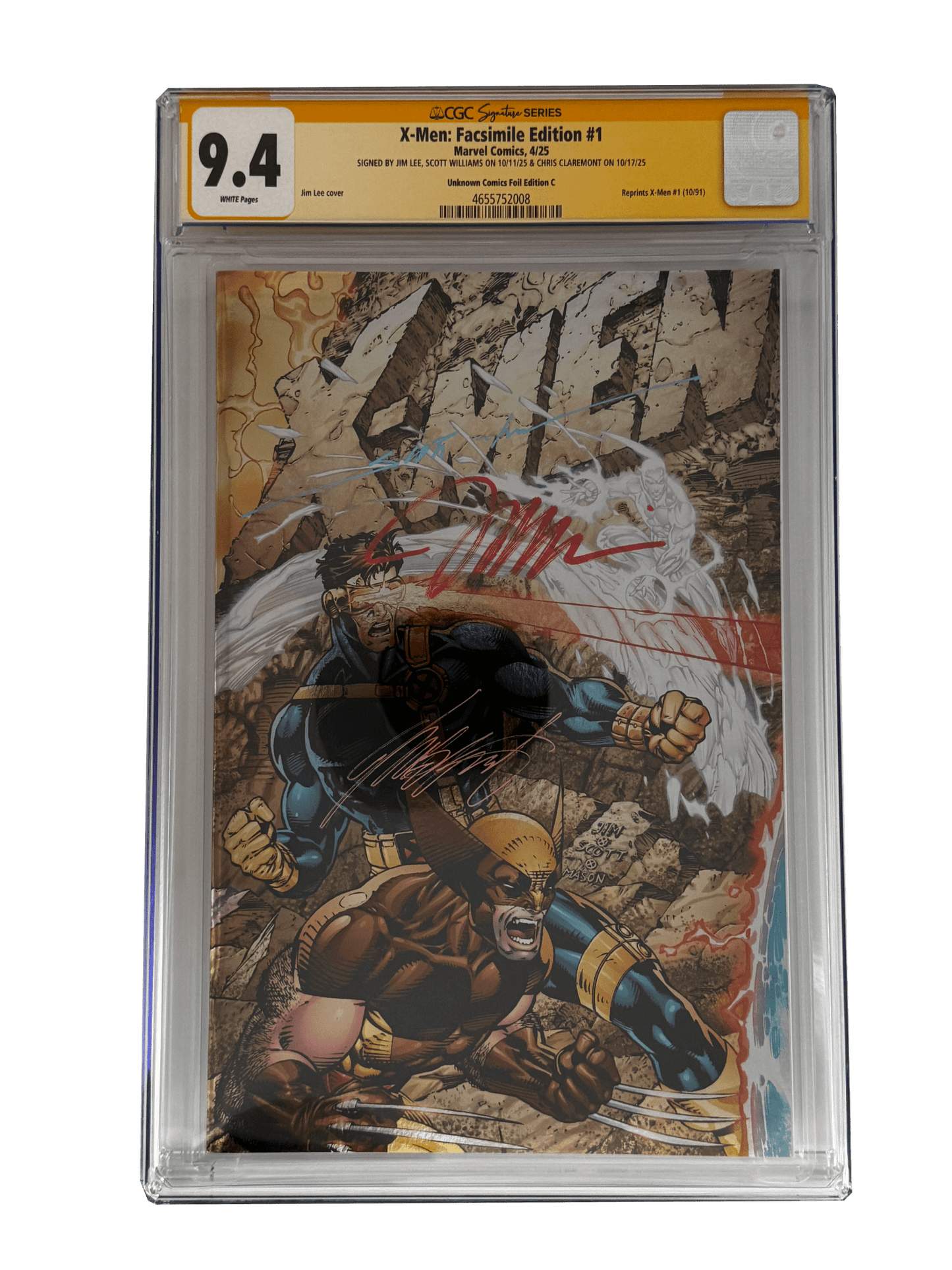 [TRIPLE SIGNED CGC YELLOW LABEL 4 PACK FOIL] X - Men 1991 1 Facsimile Jim Lee | Claremont | Williams Cover Var [Set 2] - DelsBricks Toys & CollectiblesComic BookDelsBricks Toys & CollectiblesUnknown Comic Books