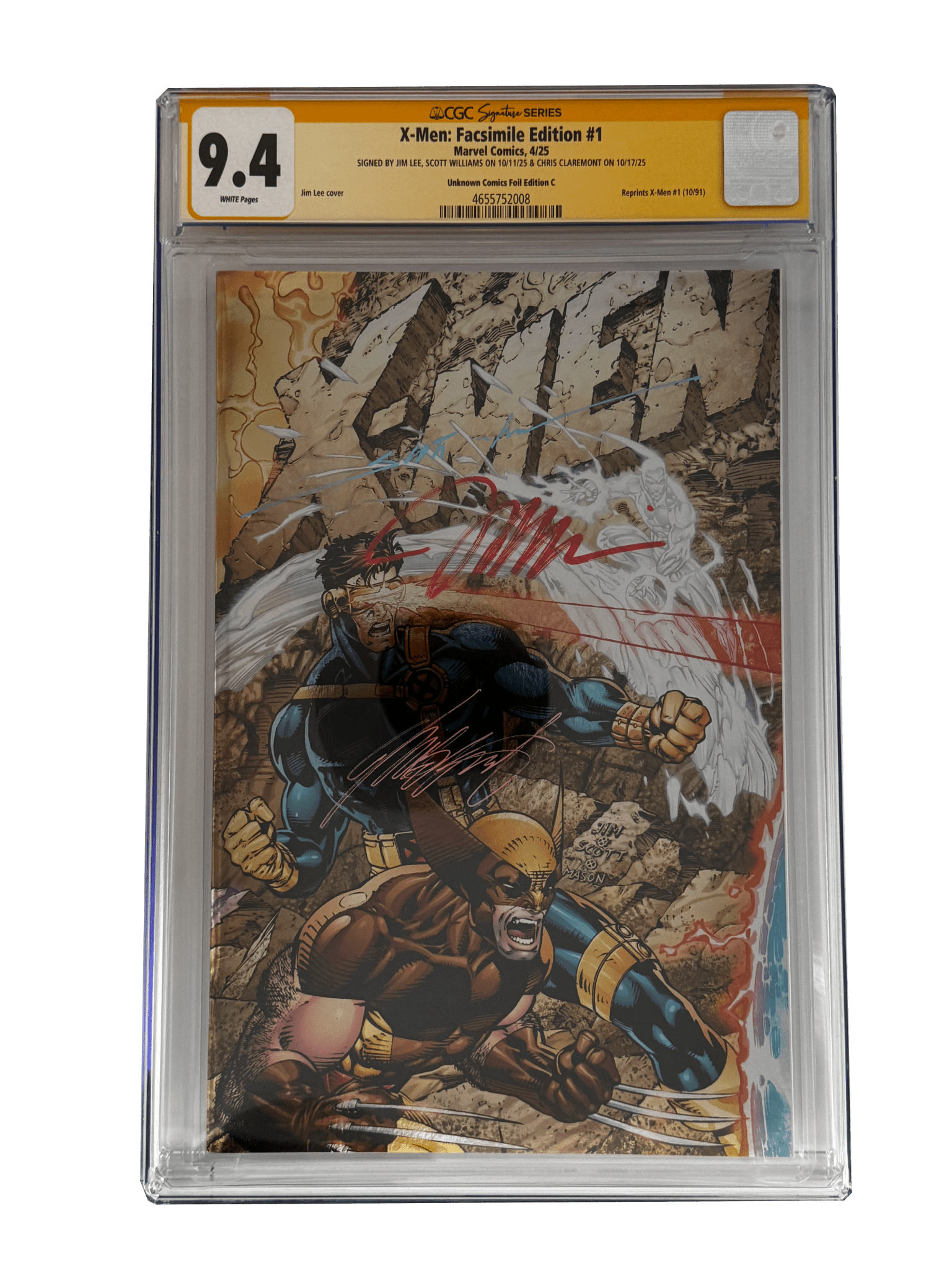 [TRIPLE SIGNED CGC YELLOW LABEL 4 PACK FOIL] X - Men 1991 1 Facsimile Jim Lee | Claremont | Williams Cover Var [Set 2] - DelsBricks Toys & CollectiblesComic BookDelsBricks Toys & CollectiblesUnknown Comic Books