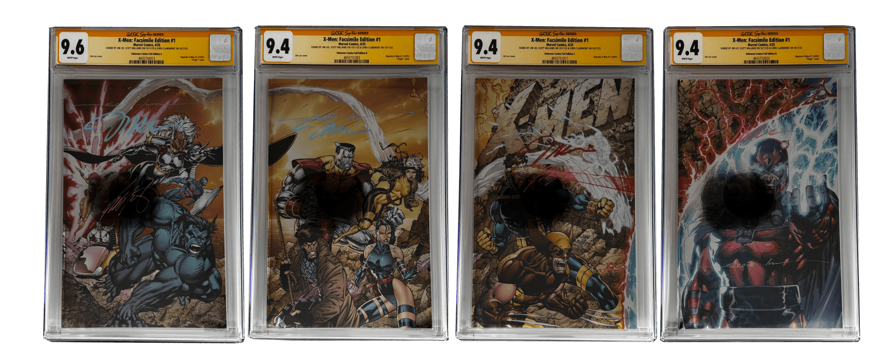 [TRIPLE SIGNED CGC YELLOW LABEL 4 PACK FOIL] X - Men 1991 1 Facsimile Jim Lee | Claremont | Williams Cover Var [Set 3] - DelsBricks Toys & CollectiblesComic BookDelsBricks Toys & CollectiblesUnknown Comic Books