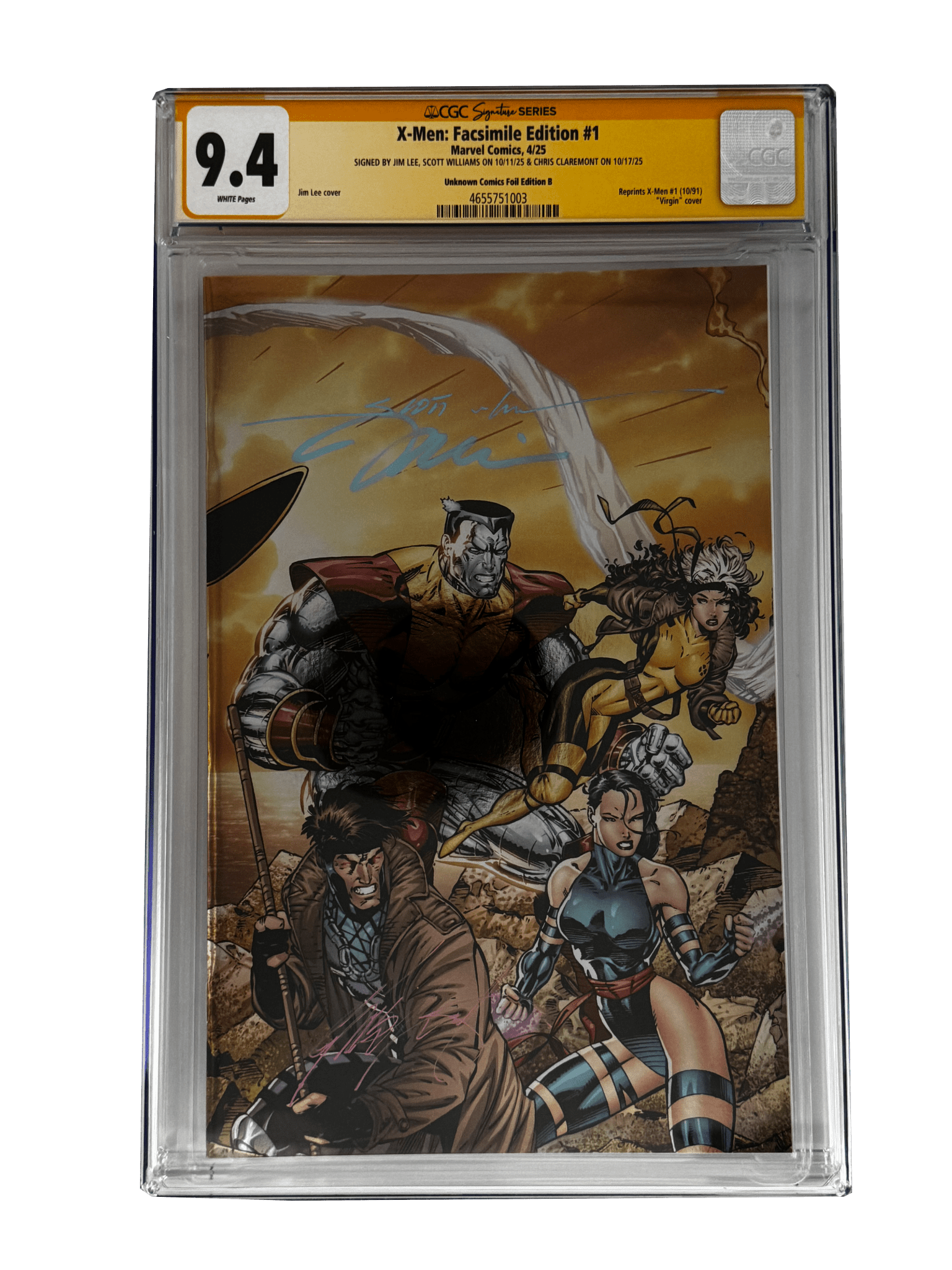 [TRIPLE SIGNED CGC YELLOW LABEL 4 PACK FOIL] X - Men 1991 1 Facsimile Jim Lee | Claremont | Williams Cover Var [Set 3] - DelsBricks Toys & CollectiblesComic BookDelsBricks Toys & CollectiblesUnknown Comic Books
