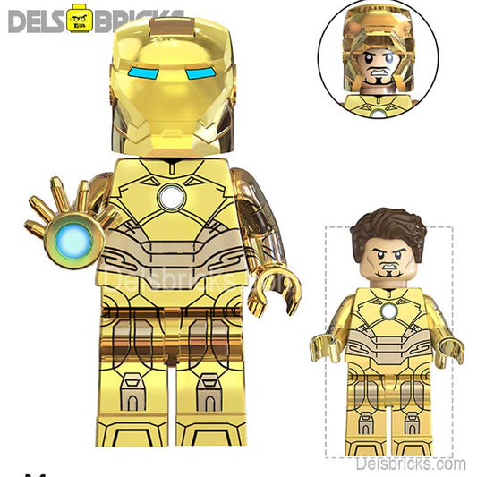 Iron Man Avengers Tony Stark NEW Lego Minifigures Custom Toys Gold