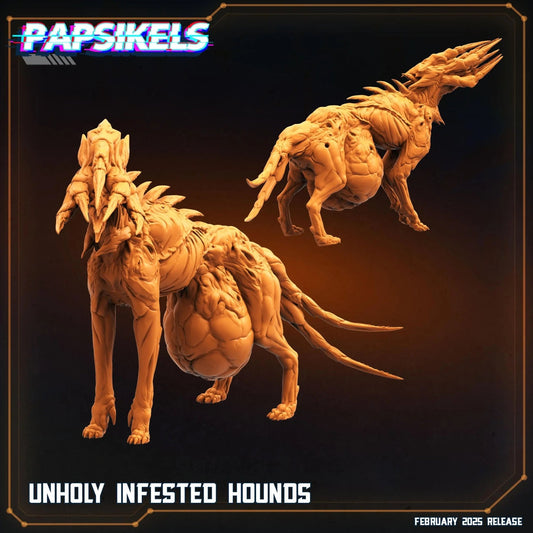 Unholy Infested Hounds by Papsikels Miniature, Double Miniature, 32mm Scale, War Gaming, Proxy for Trench Crusade - DelsBricks Toys & CollectiblesResin Printed MiniatureDelsBricks Toys & CollectiblesMega Diamonds & Schwartzreiter Mini Forge