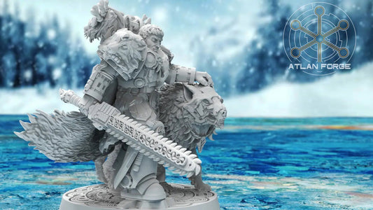 Valen Asgardian Commander by Atlan Forge 28/32mm Scale Miniature, 45mm tall - DelsBricks Toys & CollectiblesResin Printed MiniatureDelsBricks Toys & CollectiblesMega Diamonds & Schwartzreiter Mini Forge