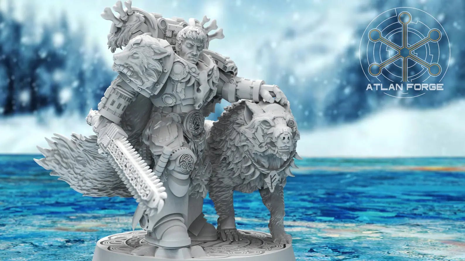 Valen Asgardian Commander by Atlan Forge 28/32mm Scale Miniature, 45mm tall - DelsBricks Toys & CollectiblesResin Printed MiniatureDelsBricks Toys & CollectiblesMega Diamonds & Schwartzreiter Mini Forge