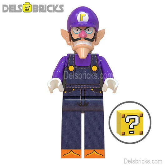 Waluigi from Super Mario Brothers Lego Minifigures Custom Toys - DelsBricks MinifiguresMinifiguresDelsBricks MinifiguresDelsbricks