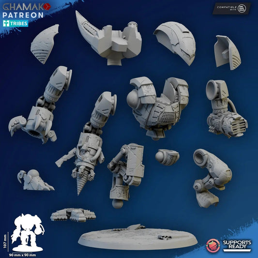 War Droid Repaired by Ghamak Fantasy 28/32mm Scale Miniature, 107mm Tall - DelsBricks Toys & CollectiblesResin Printed MiniatureDelsBricks Toys & CollectiblesMega Diamonds & Schwartzreiter Mini Forge