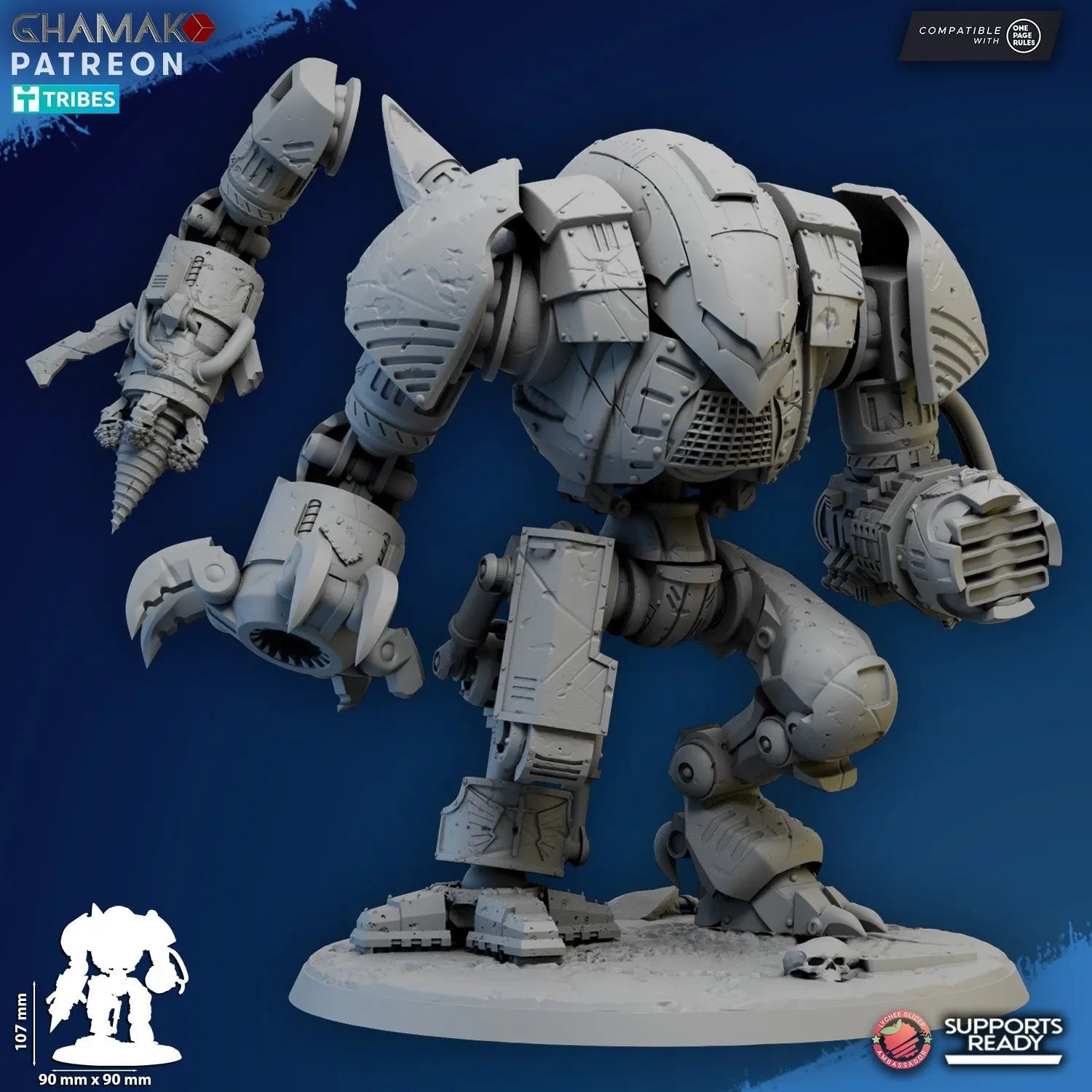 War Droid Repaired by Ghamak Fantasy 28/32mm Scale Miniature, 107mm Tall - DelsBricks Toys & CollectiblesResin Printed MiniatureDelsBricks Toys & CollectiblesMega Diamonds & Schwartzreiter Mini Forge
