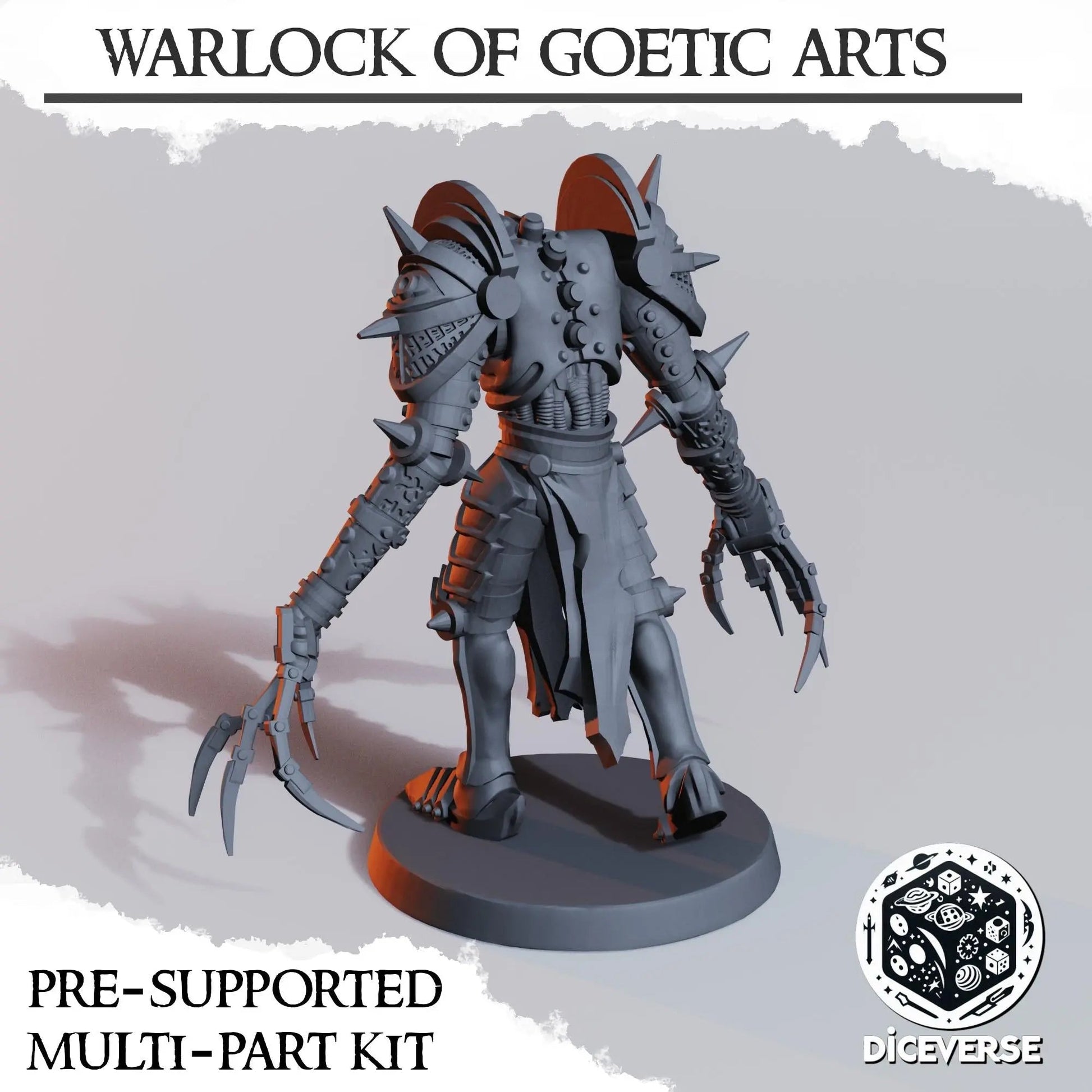 Warlock of Goetic Arts by Diceverse, 28/32mm scale miniature, 64mm Tall, Trench Crusade Proxy - DelsBricks Toys & CollectiblesResin Printed MiniatureDelsBricks Toys & CollectiblesMega Diamonds & Schwartzreiter Mini Forge