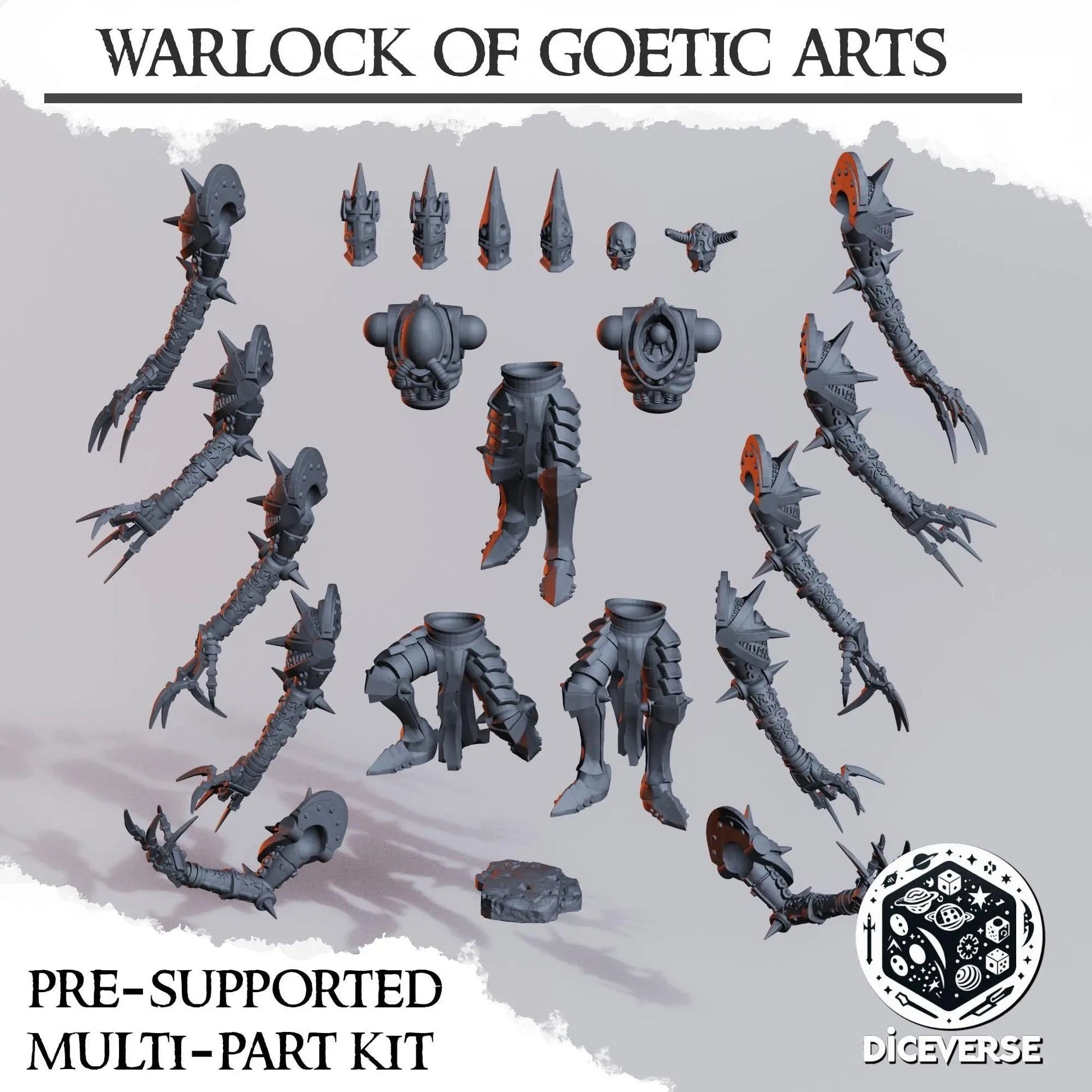 Warlock of Goetic Arts by Diceverse, 28/32mm scale miniature, 64mm Tall, Trench Crusade Proxy - DelsBricks Toys & CollectiblesResin Printed MiniatureDelsBricks Toys & CollectiblesMega Diamonds & Schwartzreiter Mini Forge