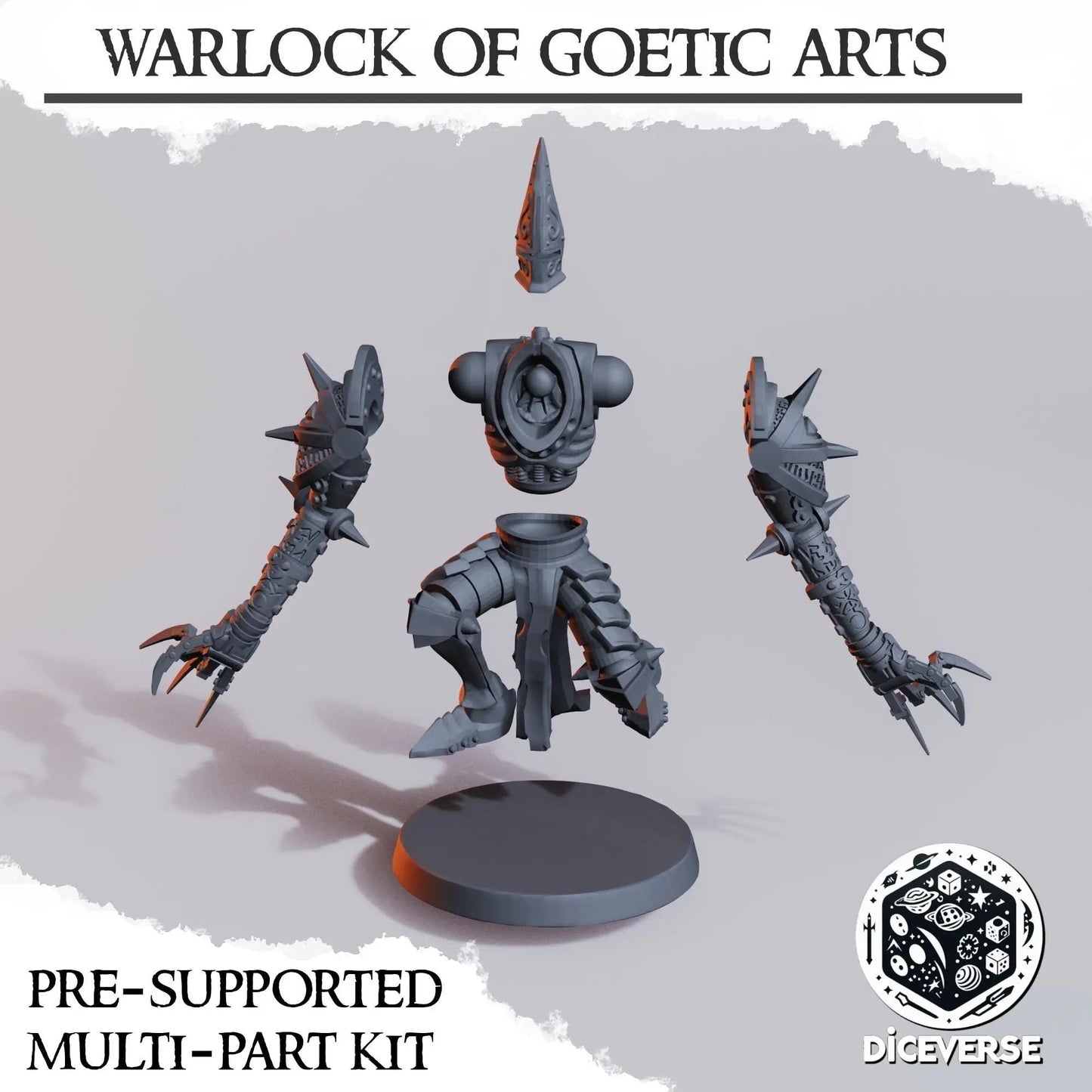 Warlock of Goetic Arts by Diceverse, 28/32mm scale miniature, 64mm Tall, Trench Crusade Proxy - DelsBricks Toys & CollectiblesResin Printed MiniatureDelsBricks Toys & CollectiblesMega Diamonds & Schwartzreiter Mini Forge