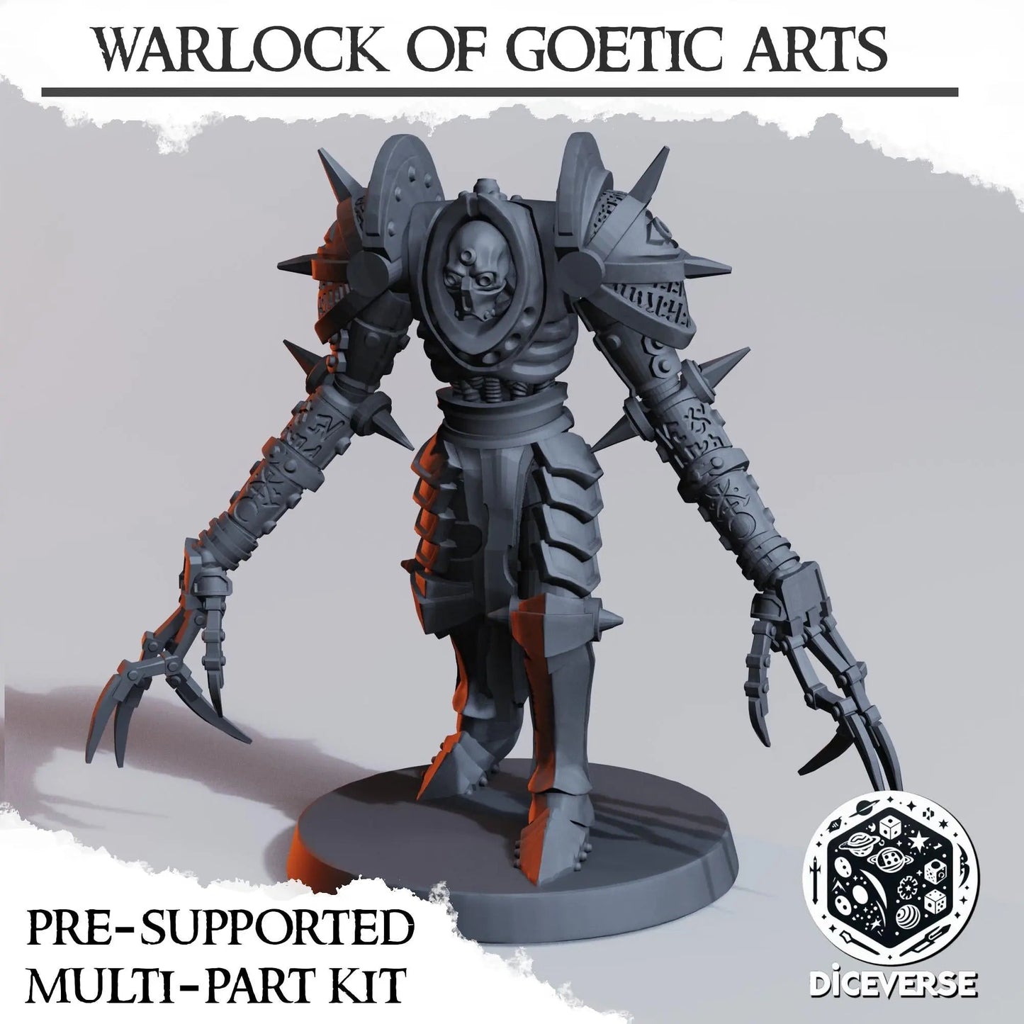 Warlock of Goetic Arts by Diceverse, 28/32mm scale miniature, 64mm Tall, Trench Crusade Proxy - DelsBricks Toys & CollectiblesResin Printed MiniatureDelsBricks Toys & CollectiblesMega Diamonds & Schwartzreiter Mini Forge
