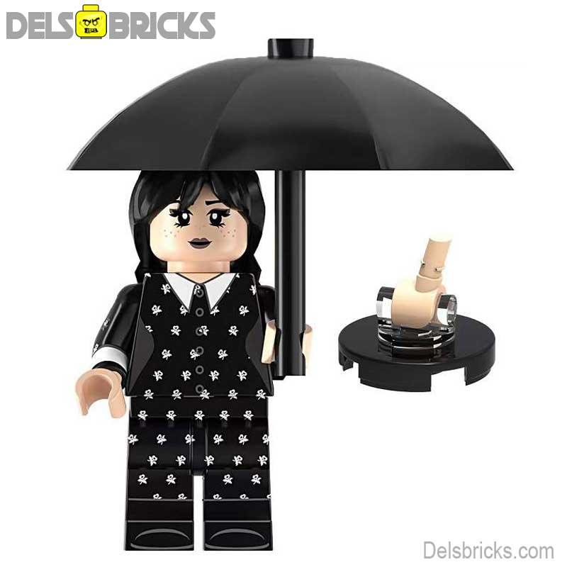 Wednesday in polkadot dress Lego Minifigures Custom Toys - DelsBricks MinifiguresMinifiguresDelsBricks MinifiguresDelsbricks