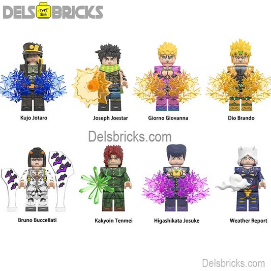 JoJo's Bizarre Adventure set of 8 NEW Anime Lego Minifigures custom toys