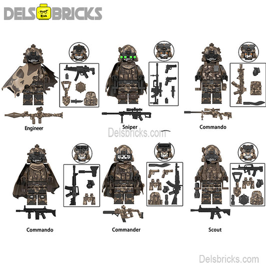 Special Forces Soldiers ghost Recon Set of 6 Lego Minifigures Custom Toys