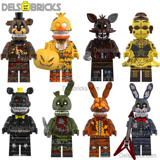 Five Nights At Freddys set of 8 Lego Minifigures custom toys NEW