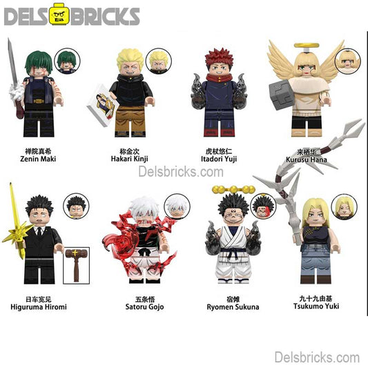 Jujutsu kaisen set of 8 Lego Anime Minifigures Custom Toys