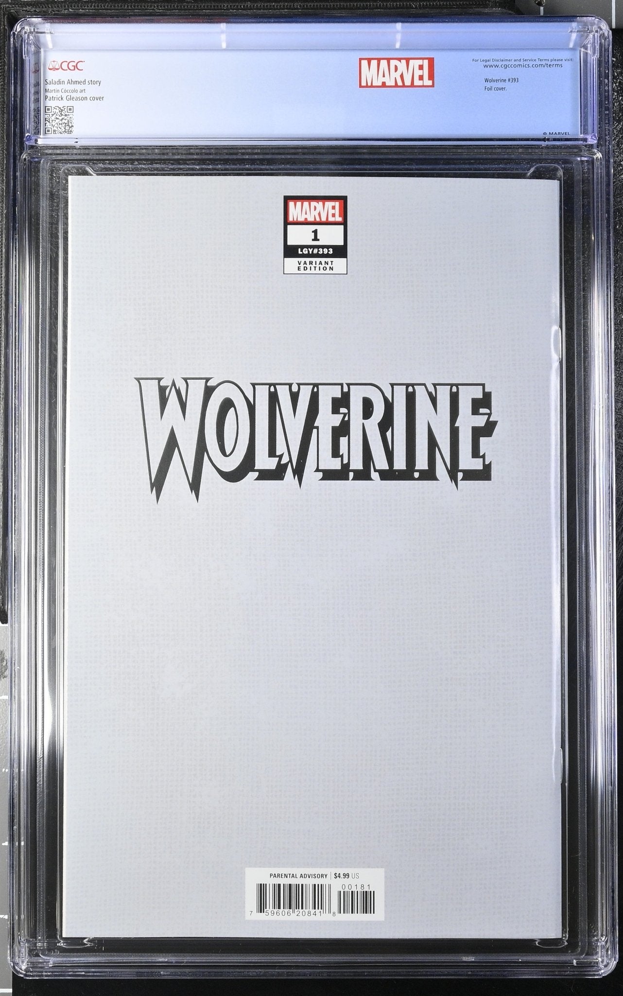💎WOLVERINE 1 PAT GLEASON ADAMANTIUM FOIL VARIANT CGC 9.9 - CUSTOM WOLV LABEL - DelsBricks Toys & CollectiblesComic BookDelsBricks Toys & Collectibles412 Comics