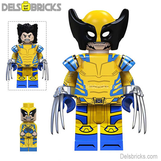 Wolverine Yellow & Blue Suit X-Men, Deadpool Lego Marvel Minifigures