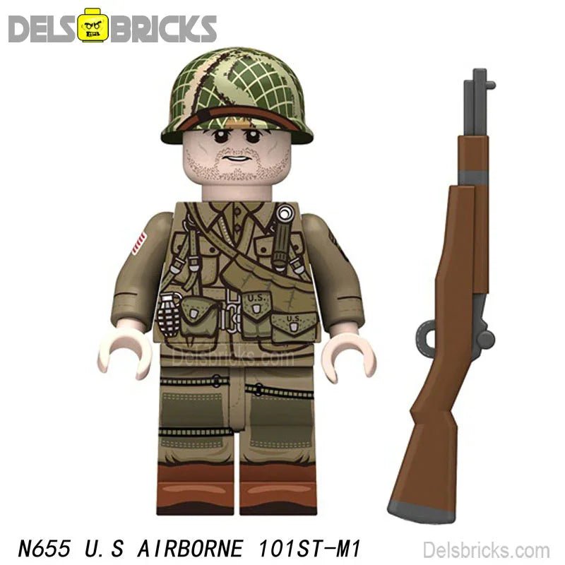 World War 2 American Airborne Infantry Soldier Custom Lego Minifigures Toys 1 - DelsBricks MinifiguresLego MinifiguresDelsBricks MinifiguresDelsbricks.com