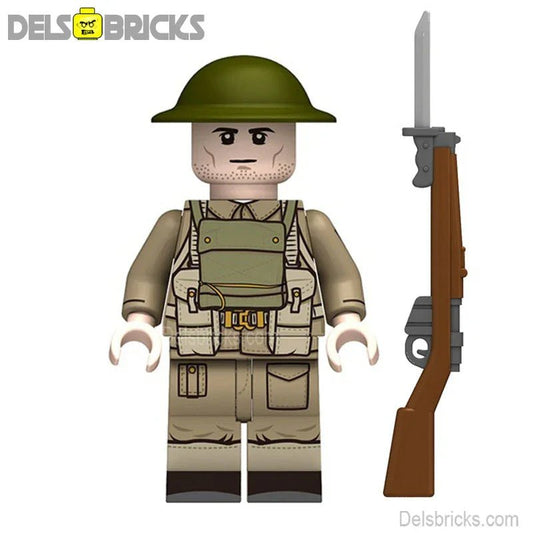 World War 2 British Infantry Soldier Custom Lego Minifigures Toys - DelsBricks MinifiguresLego MinifiguresDelsBricks MinifiguresDelsbricks.com