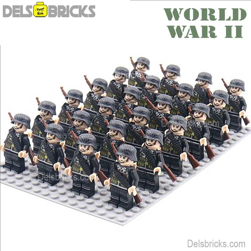 World War 2 German Soldiers set of 24 Lego Minifigures Custom Toys d - 258 - DelsBricks MinifiguresLego MinifiguresDelsBricks MinifiguresDelsbricks.com