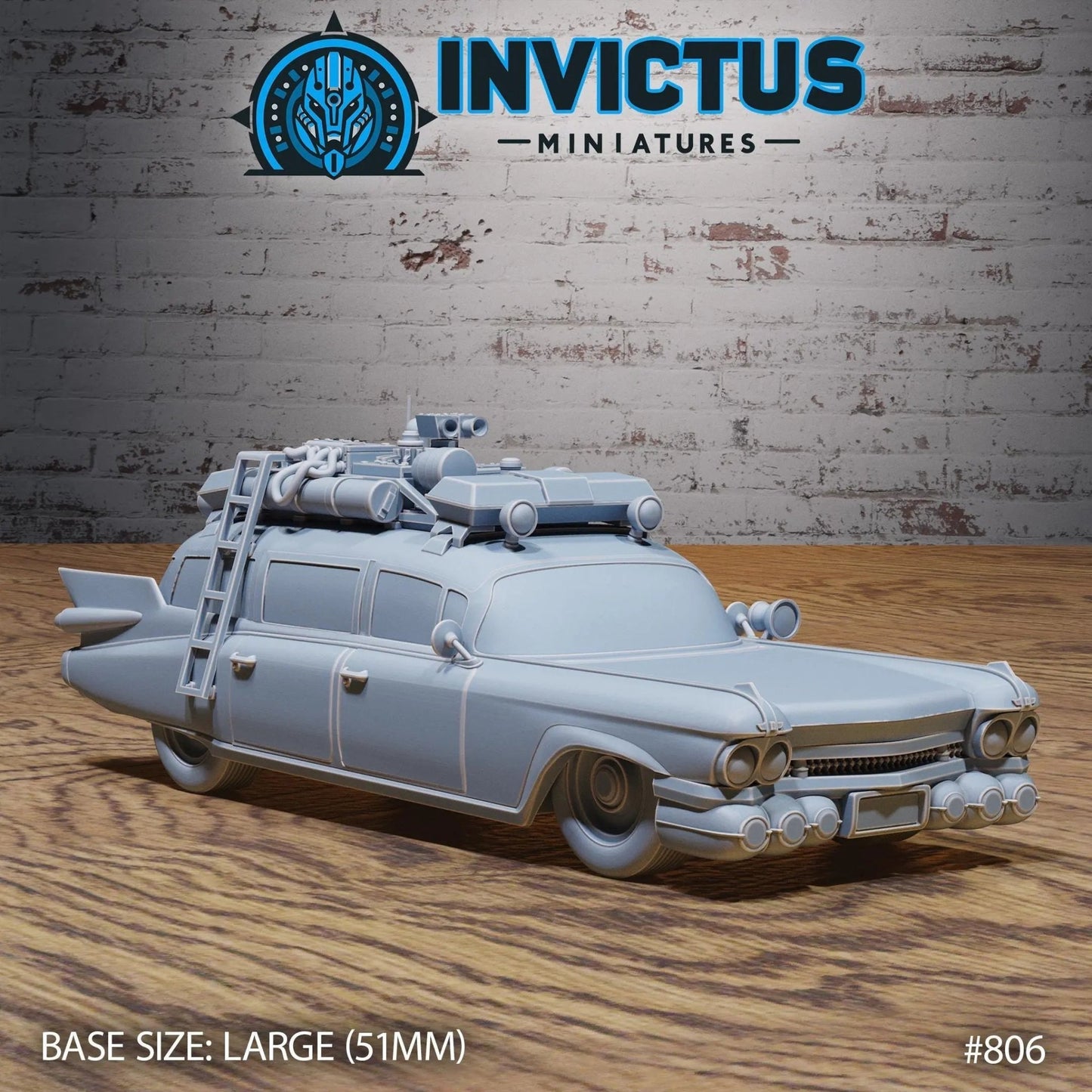 Wraith Hunter's Car by Invictus Miniatures 32mm scale, 100mm, Miniature War Gaming Figure, Games, Ghost Busters, Ecto One, 80s, Movies - DelsBricks Toys & CollectiblesResin Printed MiniatureDelsBricks Toys & CollectiblesMega Diamonds & Schwartzreiter Mini Forge