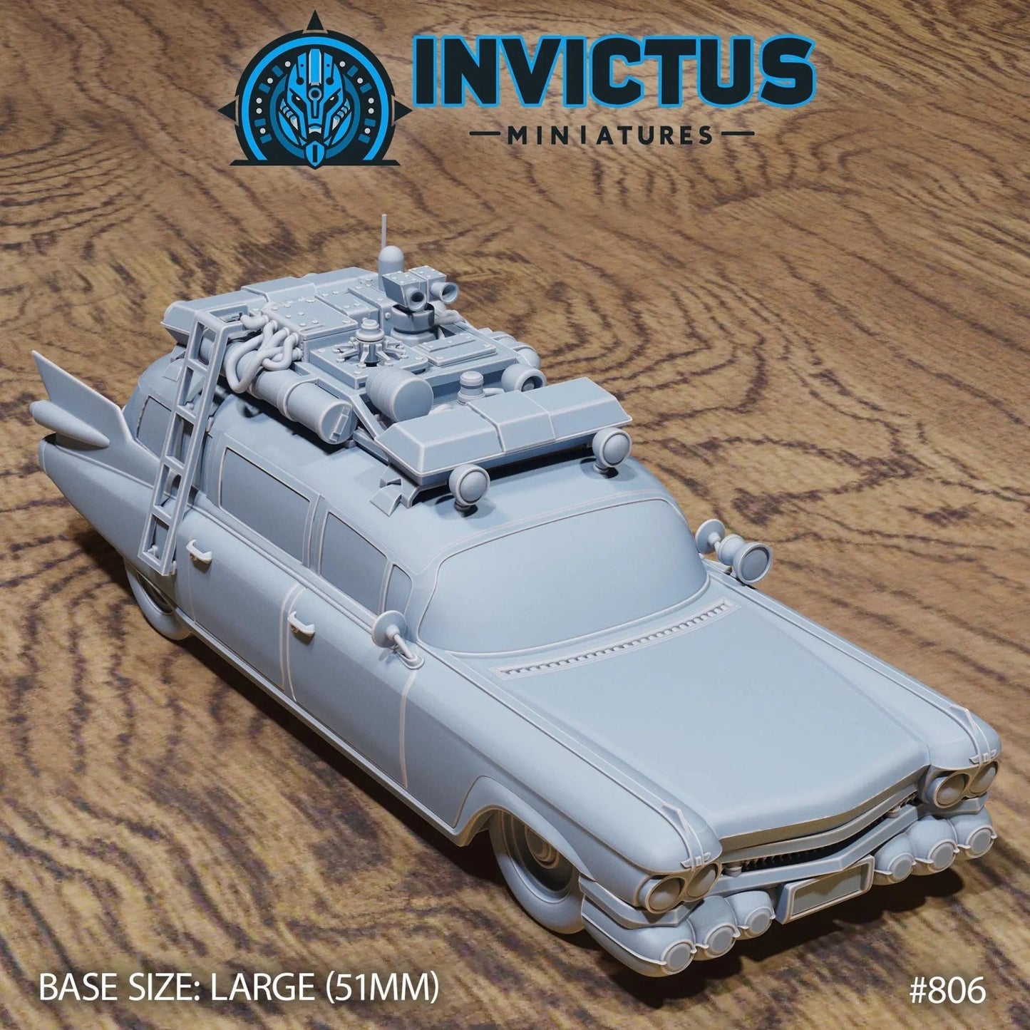 Wraith Hunter's Car by Invictus Miniatures 32mm scale, 100mm, Miniature War Gaming Figure, Games, Ghost Busters, Ecto One, 80s, Movies - DelsBricks Toys & CollectiblesResin Printed MiniatureDelsBricks Toys & CollectiblesMega Diamonds & Schwartzreiter Mini Forge