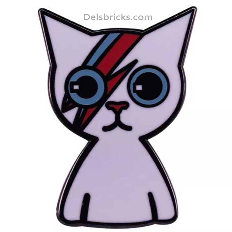 Ziggy Stardust Kitty David Bowie Enamel Pins Enamel Pins Copper Lapel fashion Pins Delsbricks.com   